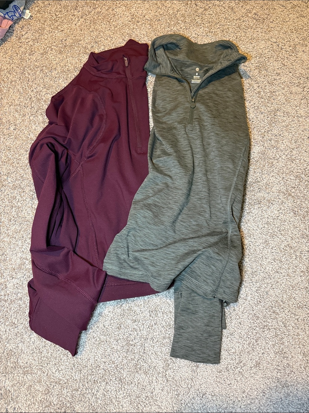Apana Women's Burgundy and Gray Half-Zip Sweatshirts